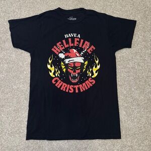 Stranger Things Hellfire Club Christmas T Shirt Adult Small Black Netflix Tee